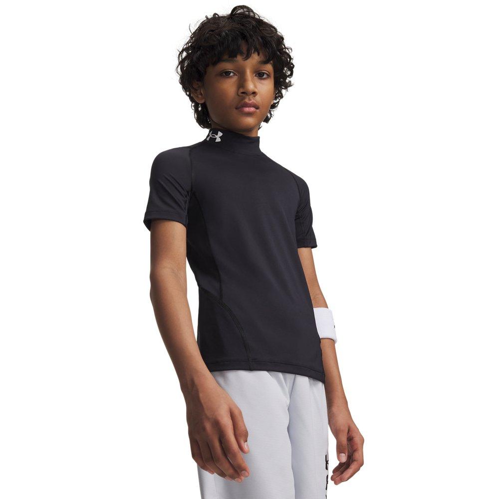 Under Armour Big Boys' HeatGear Mock Short Sheeve Shirt - Black - BLACK